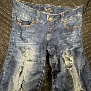 ONLY Women's Skinny Distressed Jeans - Dark Blue
